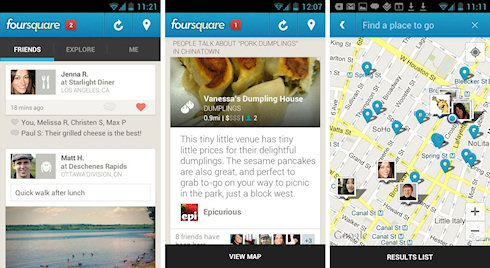 Обновление Foursquare на Google Play