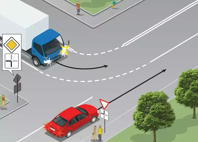 Какие действия должен предпринять водитель легкового автомобиля при проезде перекрестка?