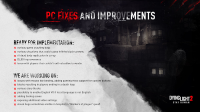 Разработчики Dying Light 2 подтвердили готовящиеся для игры исправления и улучшения