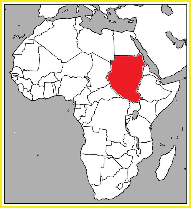Какая африканская страна выделена красным на контурной карте?